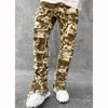 Men's Fashion Patch Jeans Slim Stretch Micro Lapped Straight Trousers