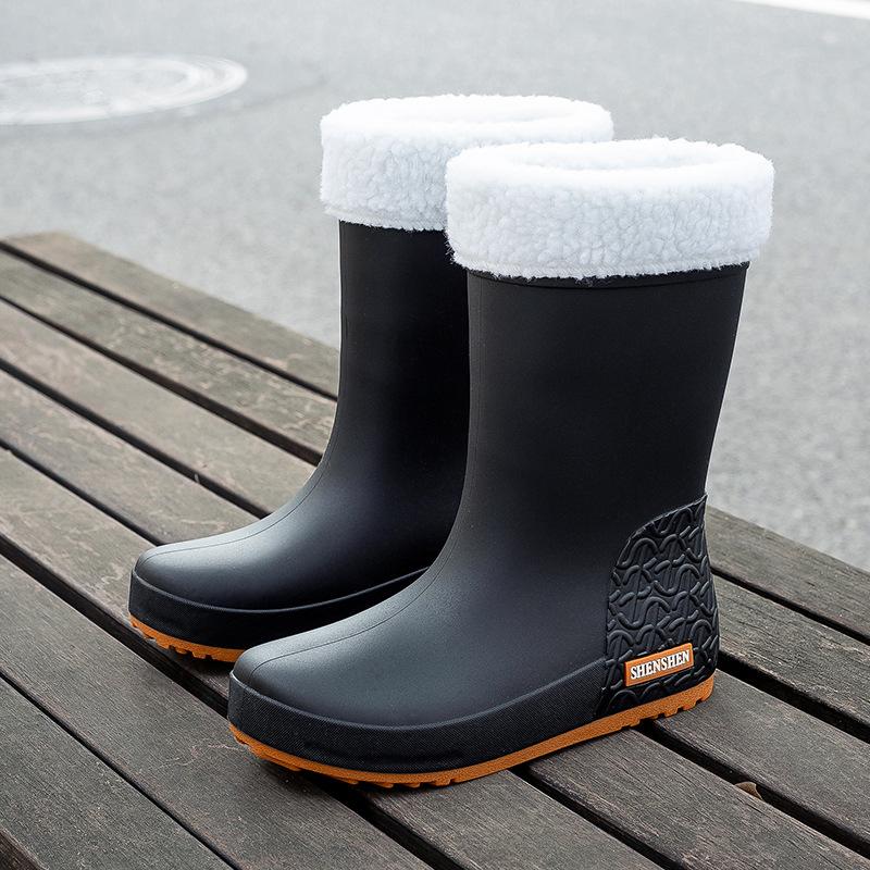 Fashion Rain Shoes Women's Medium Tube Rain Boots New Women's Versatile Waterproof Shoes Wear Wear Wear-resistant Non-slip Rubber Shoes Work