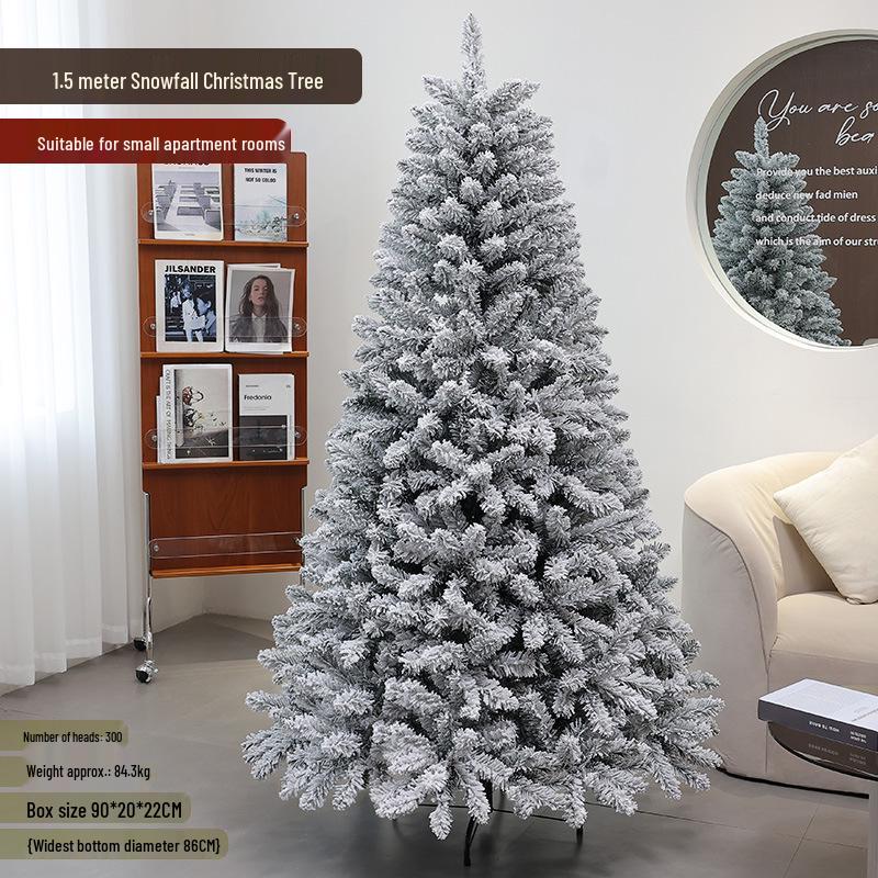 White Snowfall Christmas Tree with Flocked Finish - Sizes: 1.5m, 1.8m, 2.1m, 2.4m