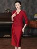 2024 Autumn Slimming Plus-Size Two-Piece Mother of the Bride Dress Set for Middle-Aged Women
