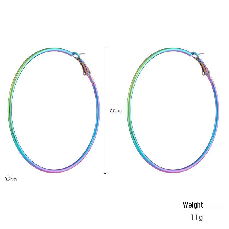Kenjie Iridescent Electroplated Classic Hoop Earrings for Women - Colorful Punk Retro Style.