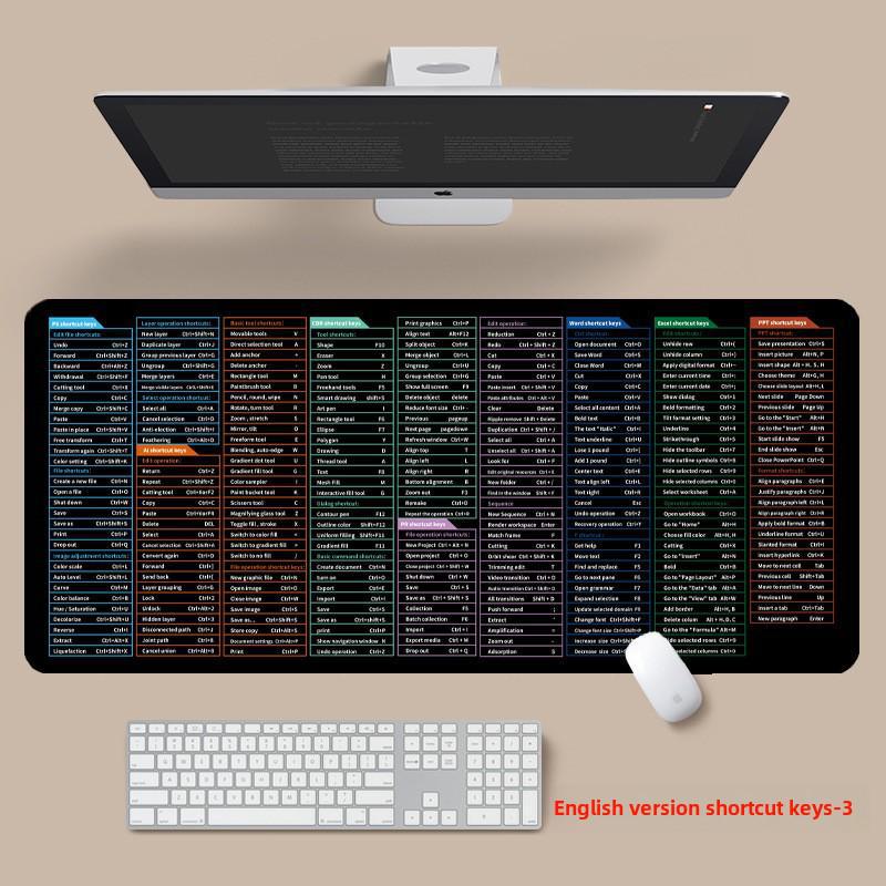 Mehrsprachiges Shortcut Mauspad - Englisch/Japanisch/Thailändisch/Vietnamesisch - Extra Groß & Dicke Schreibtischunterlage