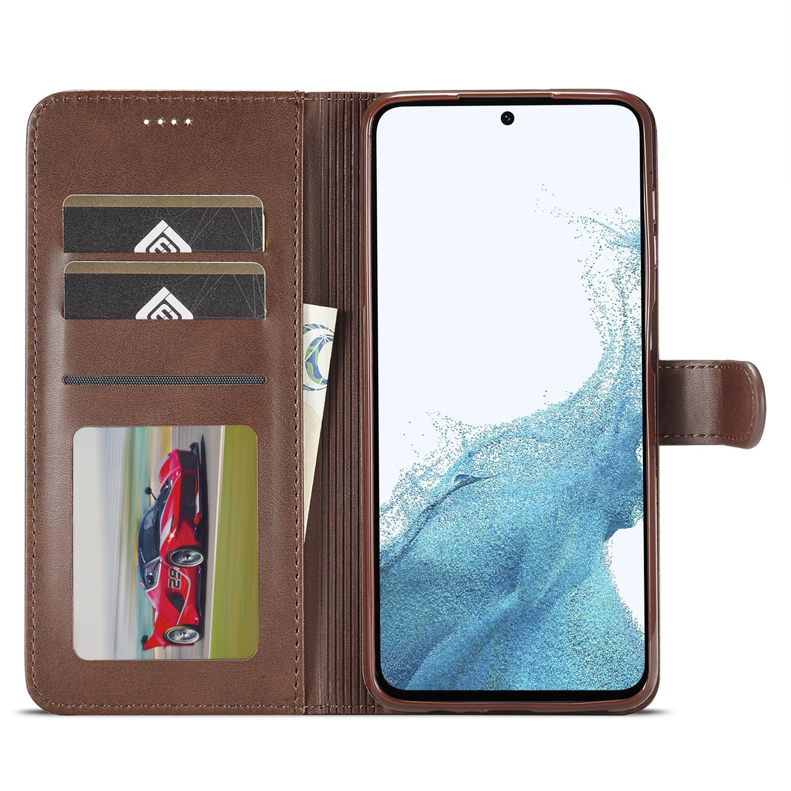 

LC.IMEEKE For Samsung Galaxy A54 5G Drop-proof Calf Texture Phone Case Foldable Stand Magnetic Clasp PU Leather Cell Phone Flip Wallet Cover Black