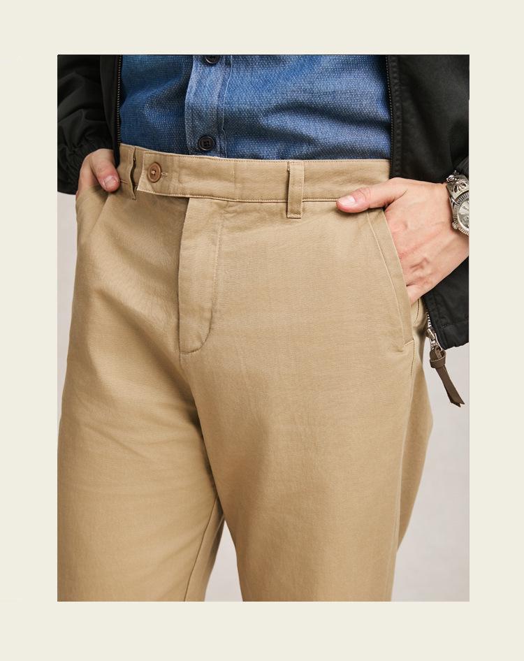 Męskie spodnie khaki w kolorze białym, bawełniane, w stylu 25 lat – uniwersalne, swobodne, proste nogawki, wiosna/jesień