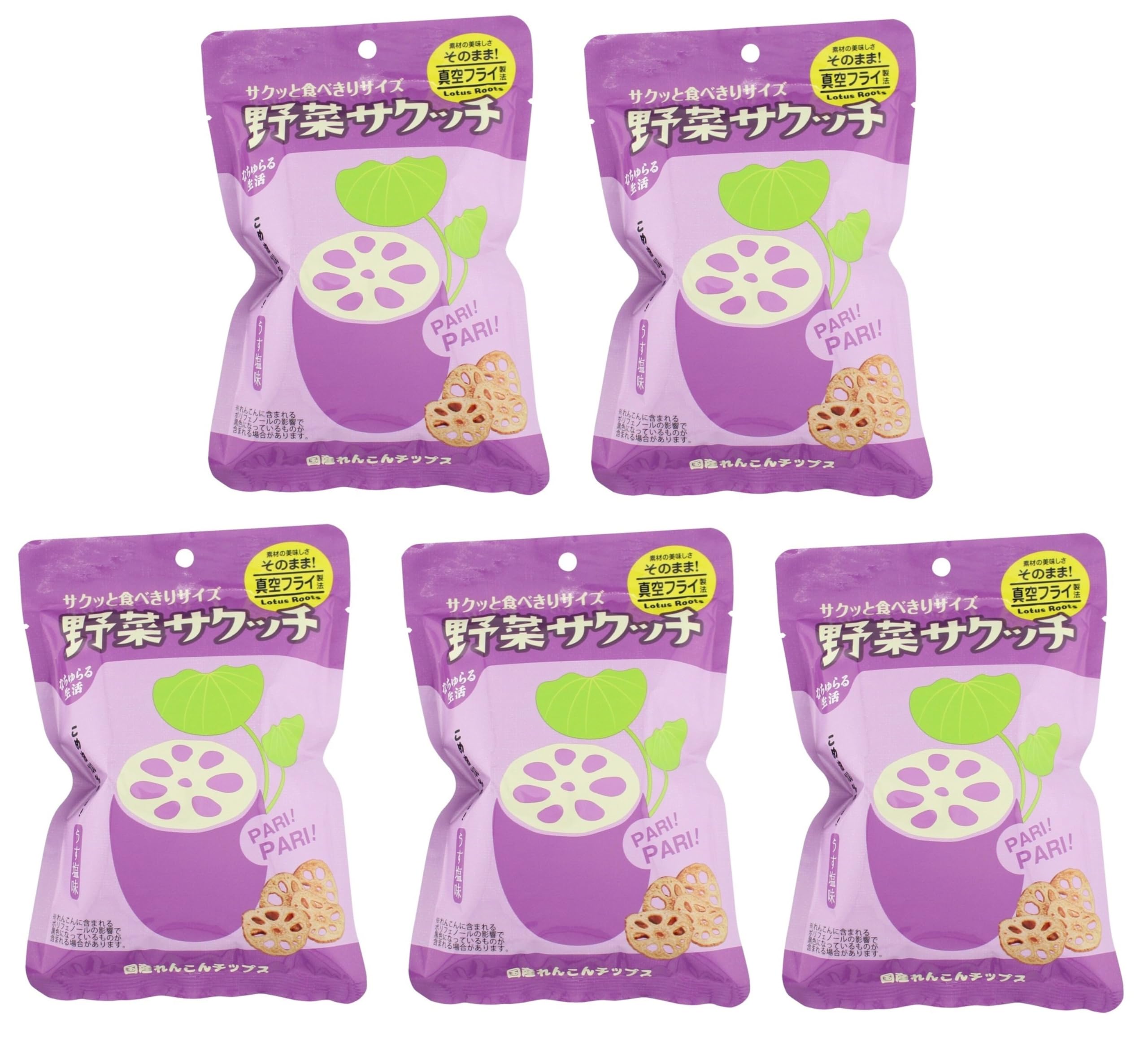 

E Organic Lifestyle Чипсы овощные Saquitch Домашний корень лотоса 19 г x 5 Без глютена (Вакуумной жарки) Чипсы, пакеты,