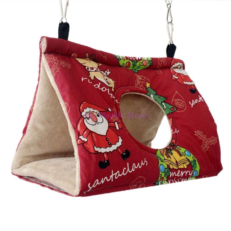 Winter Warm Bird Nest House Parrot Hanging Hammock Velvet Shed Hut Finch Cage Plush Birds Hideaway Sleeping Bed Perch Swing