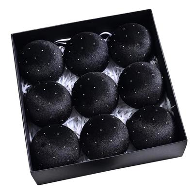 9pcs/set 8cm Christmas Ball Ornaments Glitter Flocking Christmas Spheres Plastic Shatterproof Velvet Christmas Balls