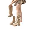 Cowhide~ Autumn and Winter Tall Boots, Genuine Leather, Two Wear Removable Retro High-heeled Boots, Thick-soled Thick-heeled Trousers, Women's Boots