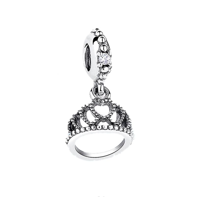  Queen Crown Charm Bead for DIY Jewelry Silver Bracelet Necklace Gift Kids Toy