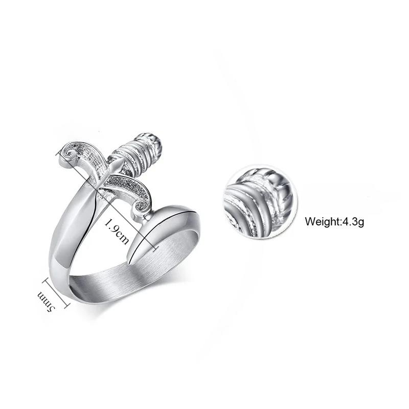 Punk Neo Gothic Design Dagger Ring for Men and Women Creative copper Color Curved Sword Ring Opening Adjustable Size Jewellery