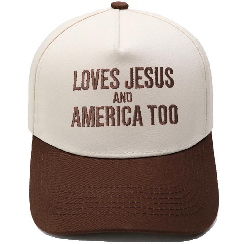 LOVES AMERICA embroidered truck driver baseball cap color matching European and American men's and women's casual sun hat