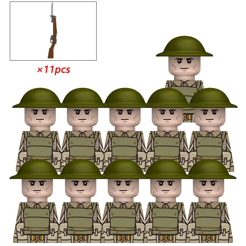 

Военный Солдат Вторая мировая война Фигурки Армии Строительные блоки Шлем Оружие Аксессуары Дети для Игрушки Подарки