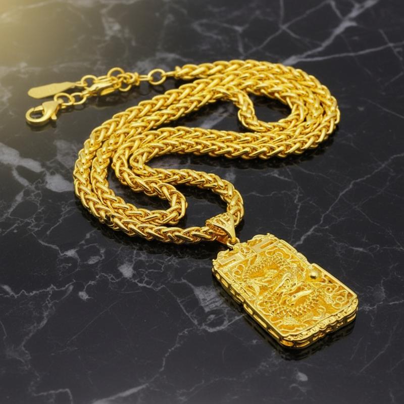 Guanyin Dragon Necklace Gold Plated Pendant for Men and Women Jewelry Gift Ideas