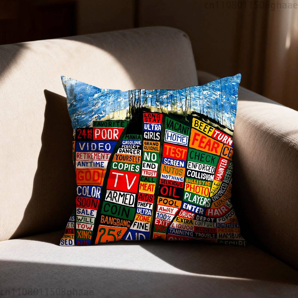

Art Rock Band Radiohead Pillow Case Square Double-Sided Printing Short Plush Sofa Cushion Cover Bedroom Bedside Pillow 12x12Inch