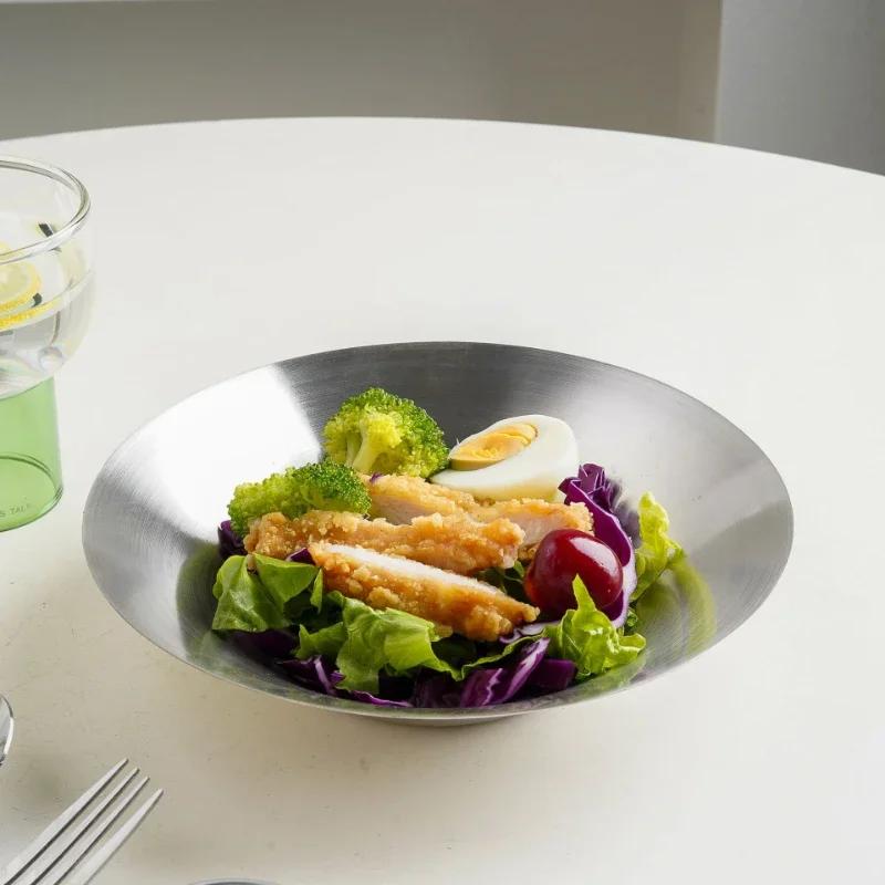 Stainless Steel Ramen Bowl Rice Salad Noodle Soup Bowl Home Restaurant Food Serving Dish Pickled Cabbage Bowl Silver Soup Bowl