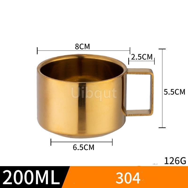 Edelstahl 180ml/200ml Kleine Tasse mit Henkel Doppellagig Hitzebeständig Wasser Kaffee Tee Tasse Set Mit Teller und Löffel Tasse