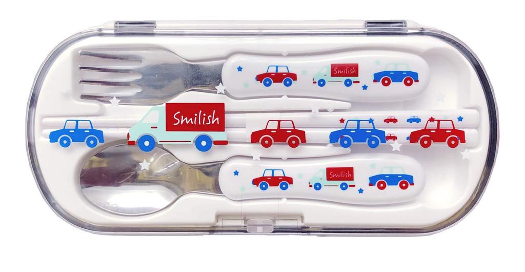 lunch set kindergarten lunch box with inner cutlery car pattern 3-piece (aluminum lid, set, heat-resistant cup)