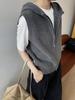 Women's European Style Wool Hooded Zip Vest - Loose Sleeveless Knit Cashmere Cape