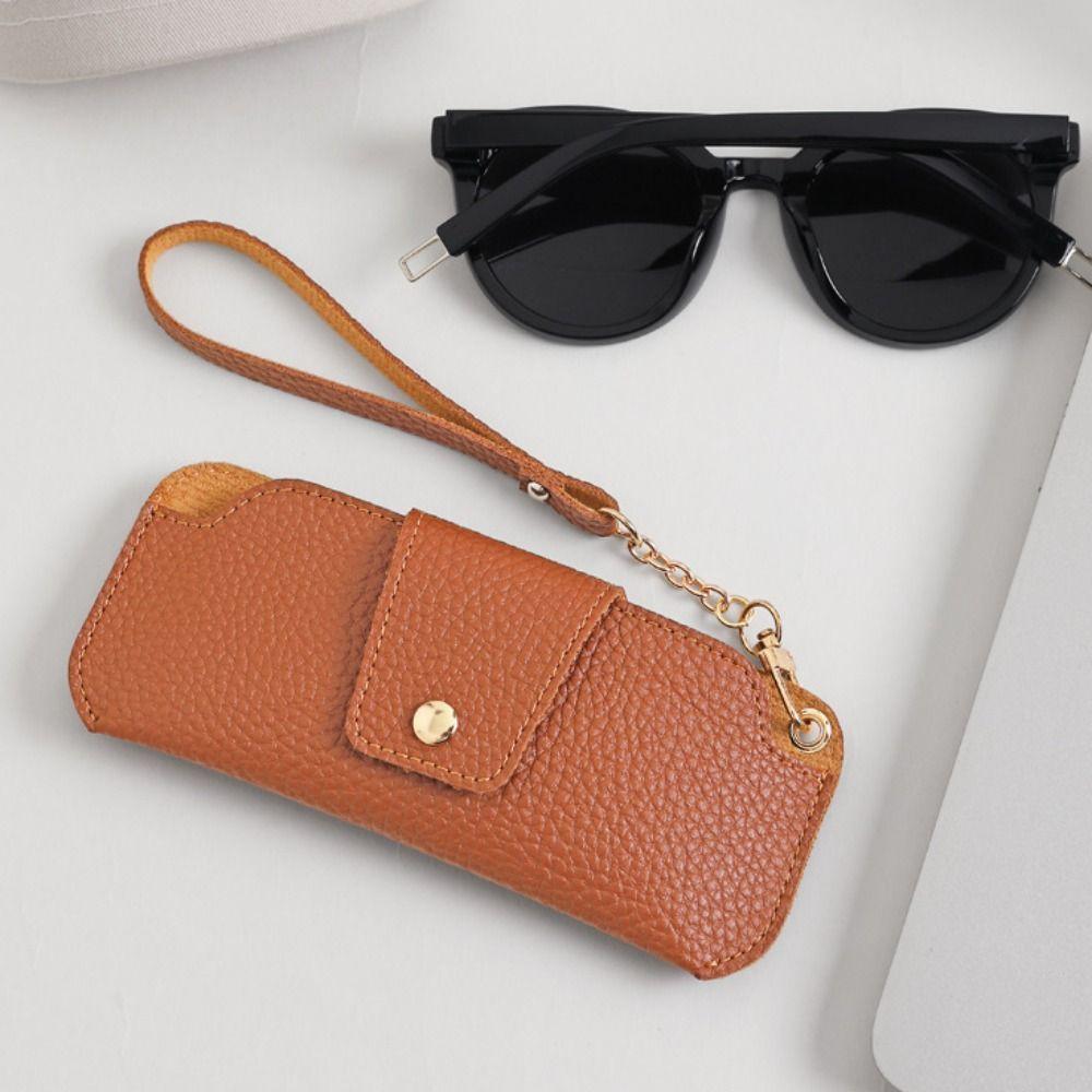 Portable Pu Leather Glasses Bag With Lanyard Sunglasses Eyeglass Bag Glasses Storage Bag Outdoor