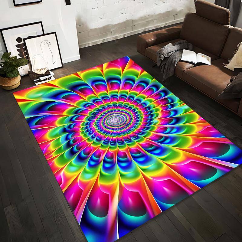 Colorful Rainbow Mandala Design Carpet for Living Room Decor Suitable for use as an anti-slip for living room bedroom sofas