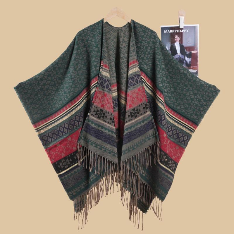 Small Rhombus Lady Retro Travel Shooting Cape Shawl Atmosphere Scarf Hot Sale