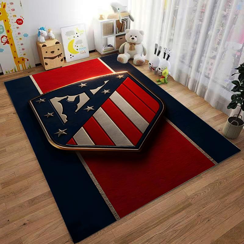 "Red Blue Striped Shield Emblem Carpet for Living Room Decor" Suitable for use as an anti-slip for living room bedroom sofas