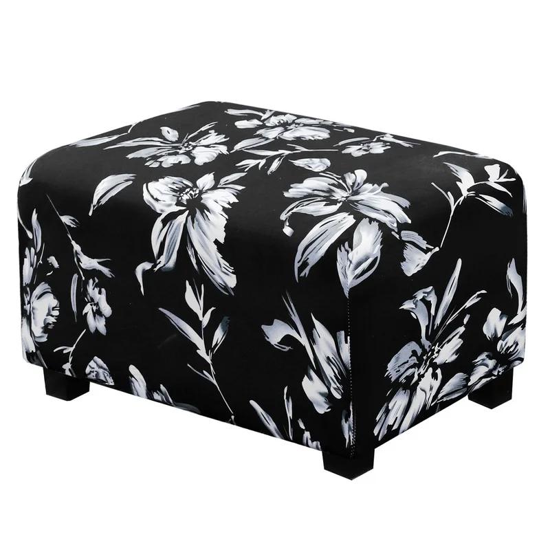Ottoman Slipcovers Rectangle Super Stretch Footrest Sofa Slipcovers Footstool Protector Covers Feature Soft Thick Bouncy