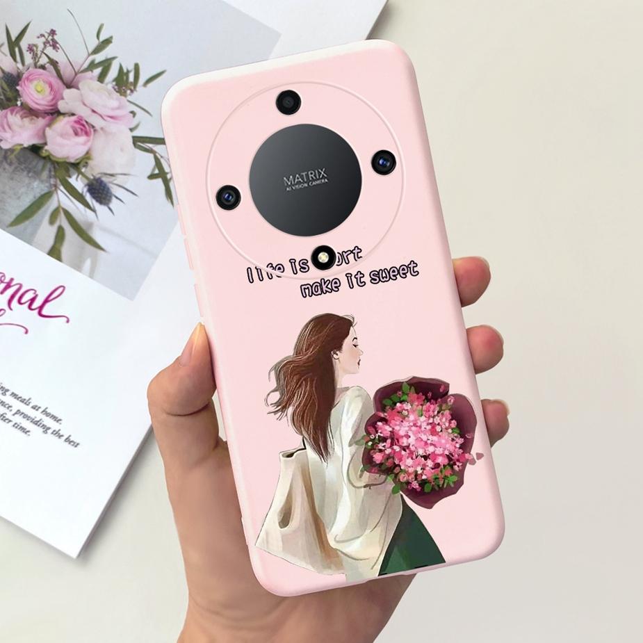 Für Honor Magic6 Lite Hülle Honor X9b Hübsche Mädchen Sonnenblumen Hülle Weiche Silikon Handyhülle Für Honor Magic6 Lite HonorX9b Bumper