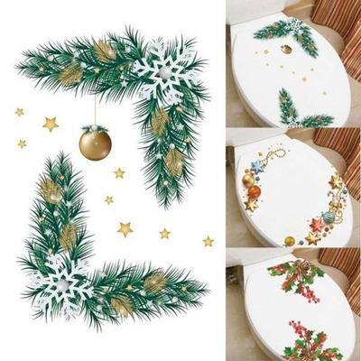 Neu Weihnachten Blume Wc Aufkleber Weihnachten Baum Santa Claus Wohnkultur Für Wc Aufkleber