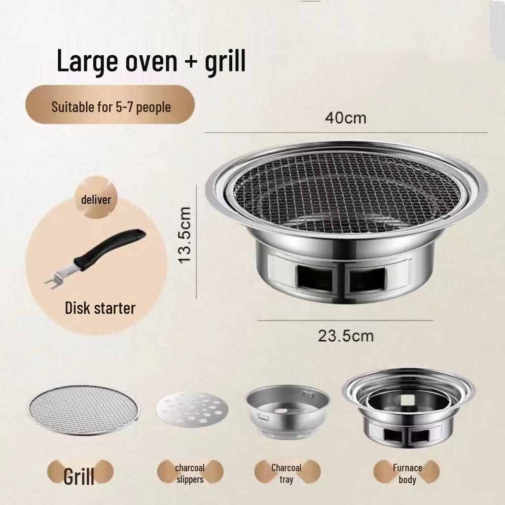 Grătar Hibachi Rotund cu Cărbuni Coreeni pentru Grătar Acasă
