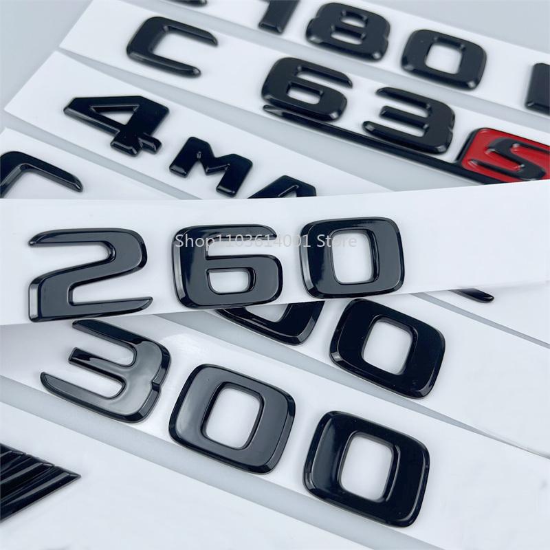 For Mercedes-Benz C-class Black Trunk Car Label C260 C200 C300 C63s C43 Tail Emblems Car Sticker Rear Label Body Side Markers RX7