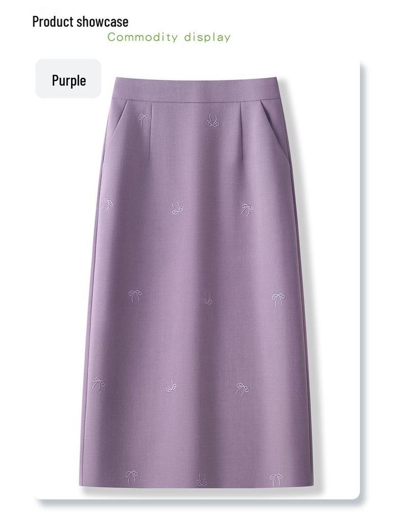 Damen Lila High-Waist Bodycon Midi-Rock - 2025 Slim Fit Gerader Frühlingsstil