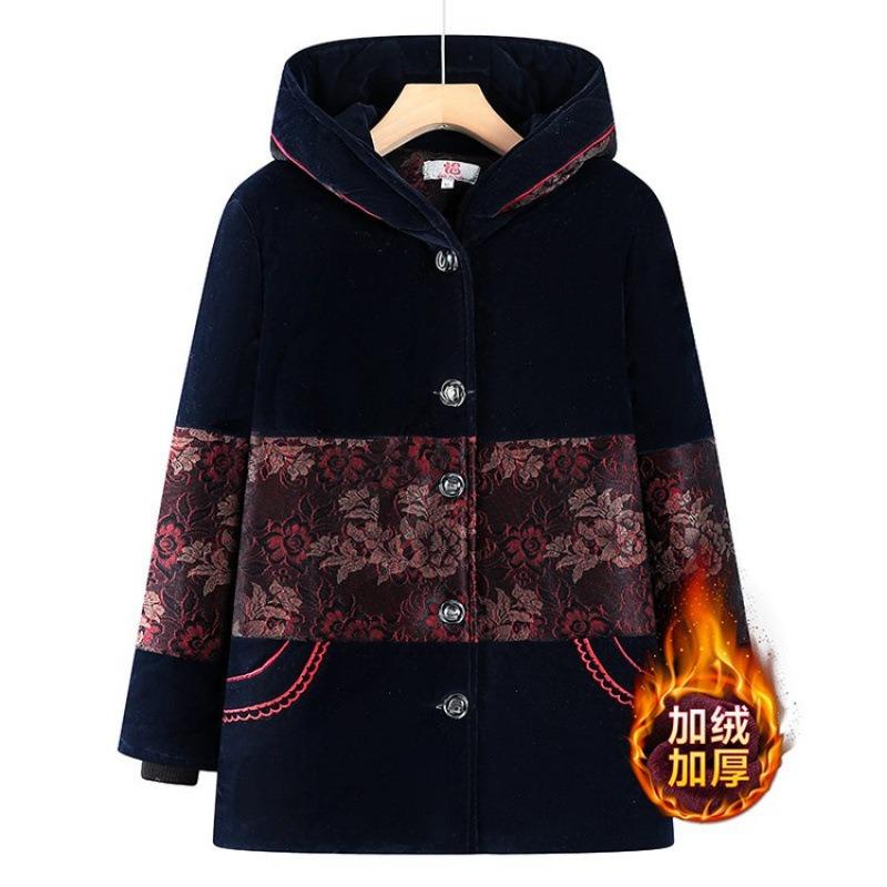 Autumn and winter padded jacket women's jacket old lady padded jacket piled thickened plus size padded jacket