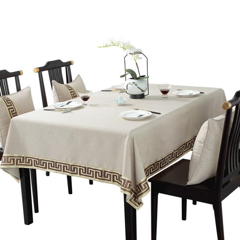 Waterproof Linen Tablecloth Dining Table Coffee Anti-Dust Heat Resistant Decorative Cover New Chinese Style