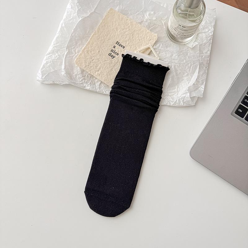 

Women s Ballet Style Mid-Calf Ruffle Socks, Spring/Summer, Seamless Mulberry Silk, Solid Color, Versatile and Thin. One Size