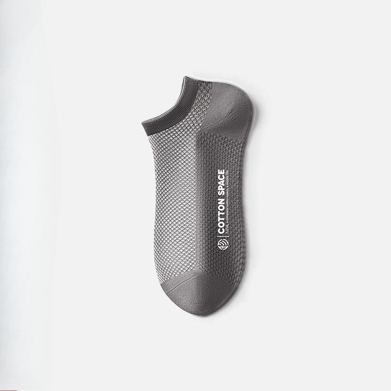 Men's Spring and Summer Anti Odor Pure Cotton Sweat Absorbing and Anti Ball Mesh Boat Socks