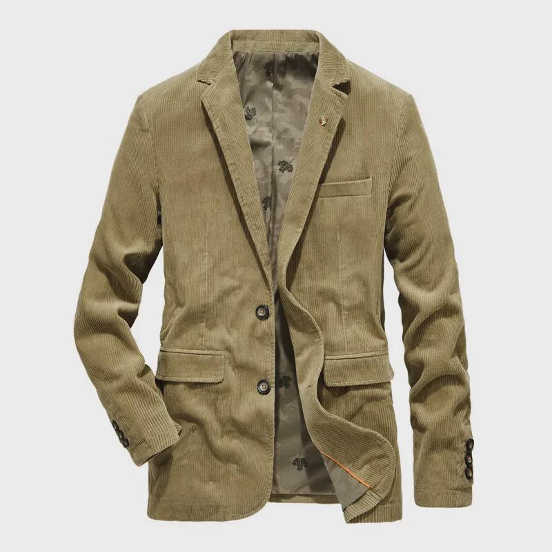 Giacca Suit Casual Retro in Velluto a Coste Autunno/Inverno con Revers Piatto in Cotone 58179