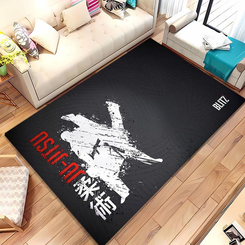 Tappeto Japanese B-Bjj Mma Guerriero di Jiu-Jitsu, Tappeto per Soggiorno Camera da Letto Divano Zerbino Decorazione, Tappetino Antiscivolo per Bambini Alfombra