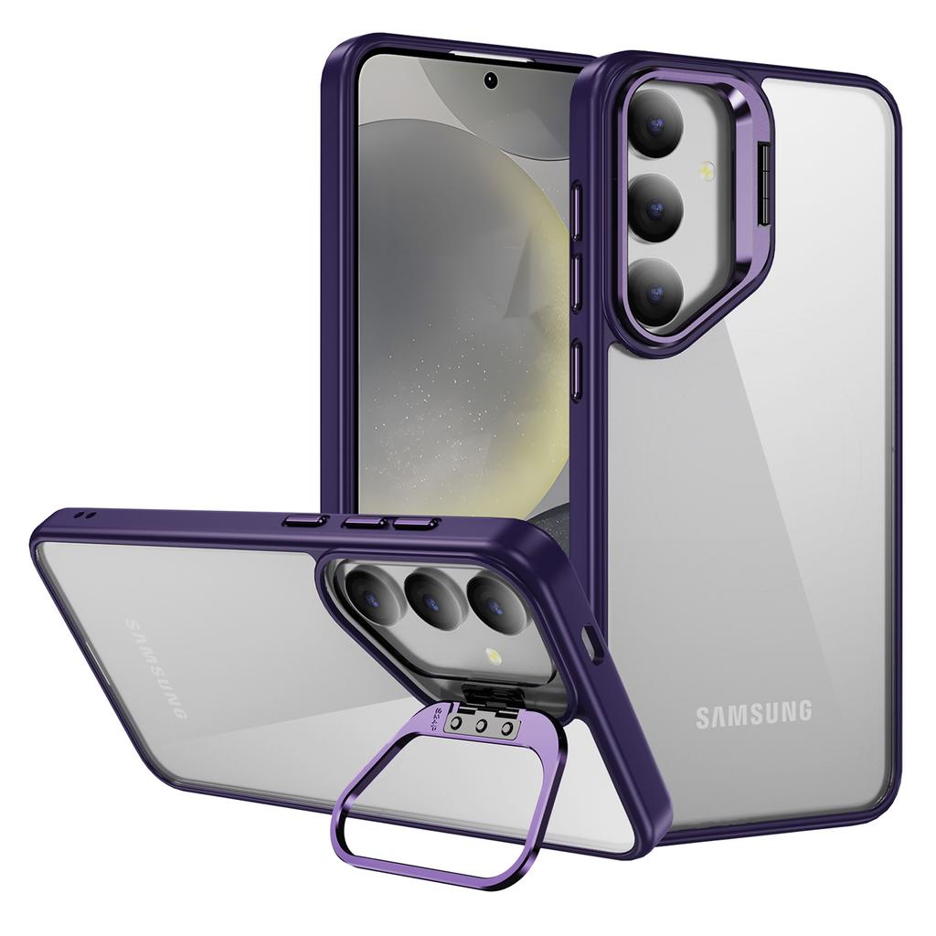 For Samsung Galaxy S25+ Case Lens Frame Kickstand TPU+Acrylic Protective Phone Cover