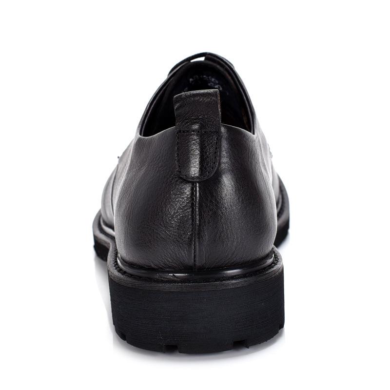 British Retro Men's Handmade Leather Shoes with Distressed Big Toe Cap and Thick Sole