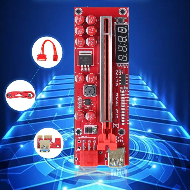 Buy PCIE Riser VER013 Pro GPU Video Card PCIE X1 To X16 USB3.0 6Pin Riser Cable W/Temperature