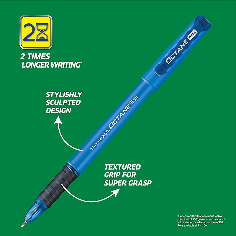 Classmate Octane- Blue Ball Pens (Pack Of 10) | Smooth & Fast Writing Ball Pens | Comfortable To Hold & Write|School & O 10 Count (Pack of 1) синий