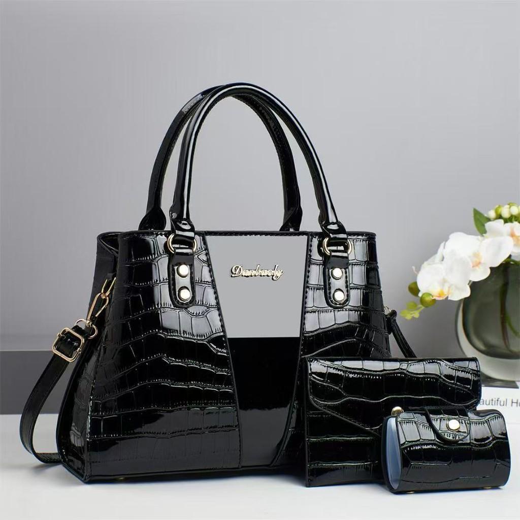 Metal Pu Letter Large Capacity Crocodile Pattern Bag Zipper Closure Daily Use