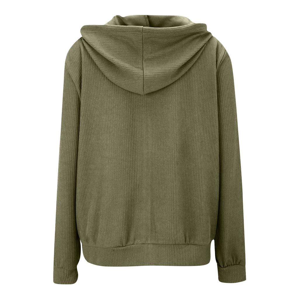 Women's Fashion Casual Sweatshirt Loose Zipper Cardigan Long Sleeve Hooded Jacket