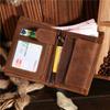 Men's Leather Vertical Wallet, Crazy Horse Wallet, Trendy Layer, Cowhide Wallet, Retro Style, Student Wallet