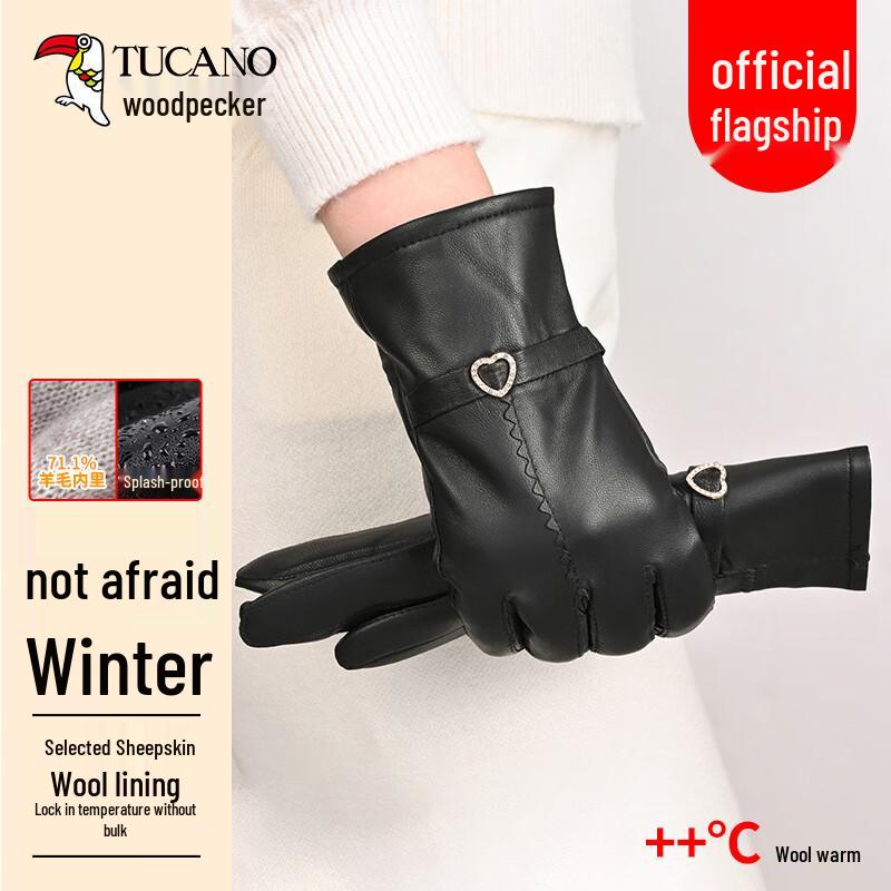 Woodpecker Women's Genuine Sheepskin Winter Gloves