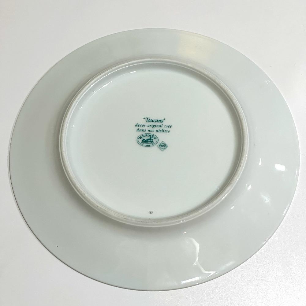 HERMES Toucan motif plate The dishes Pottery White/Green