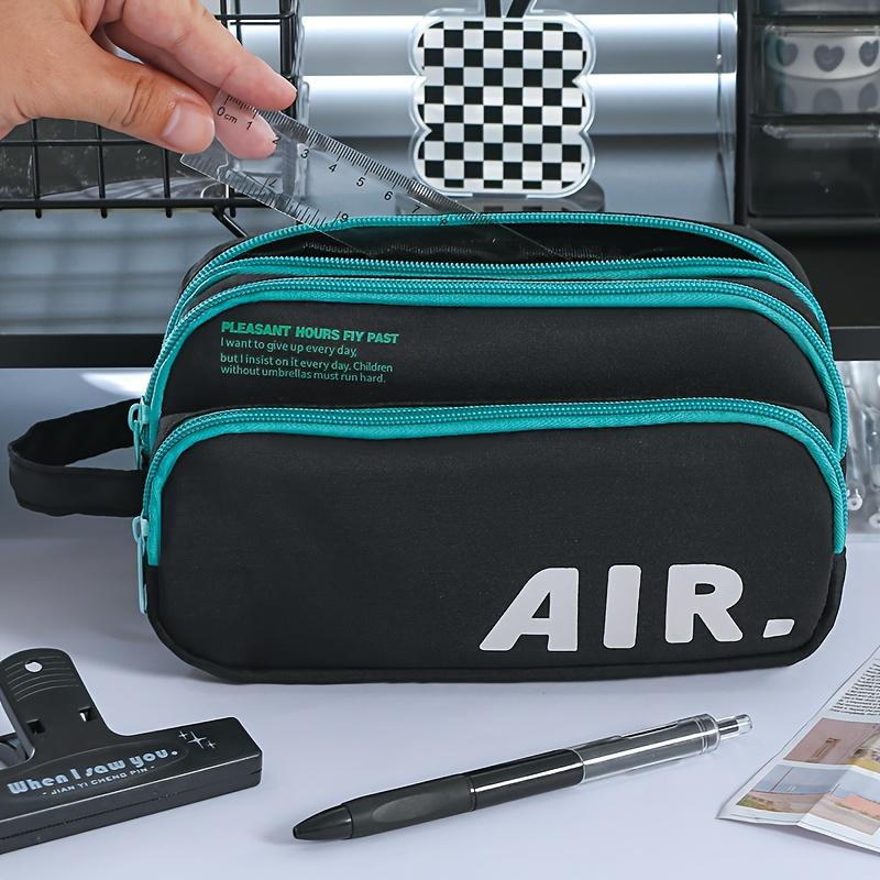 1pcs Slogan Fighting 3-Layer Large Capacity Pencil Case Portable Handle Durable Color Pen Bag Dirty Resistant Pouch