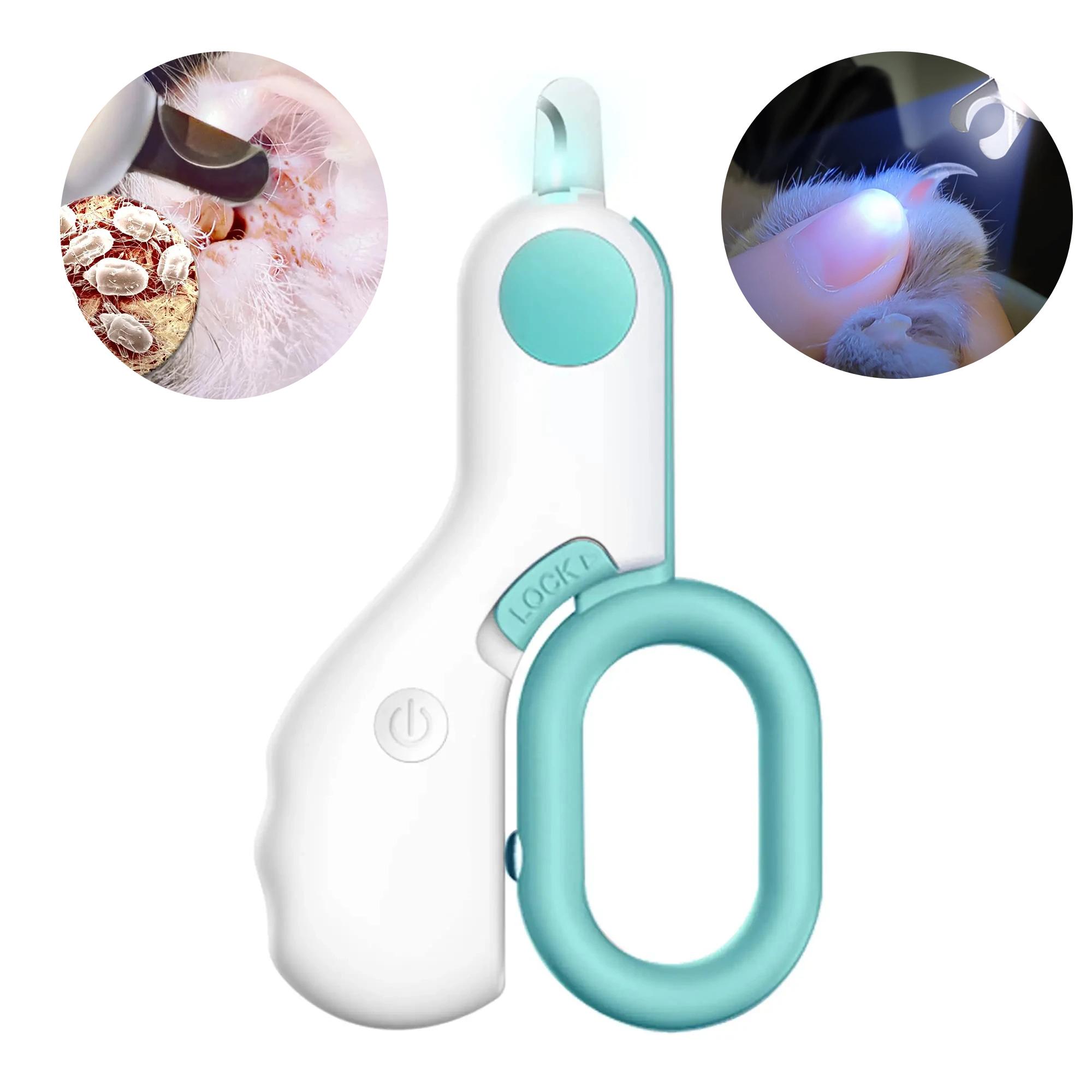 

Когтерез для кошек и собак, триммер, кусачки для ногтей домашних животных со светодиодной подсветкой и пилочкой для ногтей, профессиональный набор инструментов для ухода за когтями домашних животных