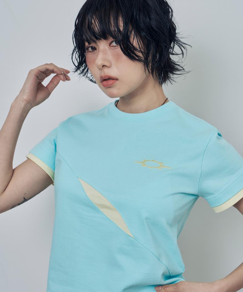Lujeoseukeulleob Asymmetrical Cut Layered Short Sleeve T-Shirt Mint